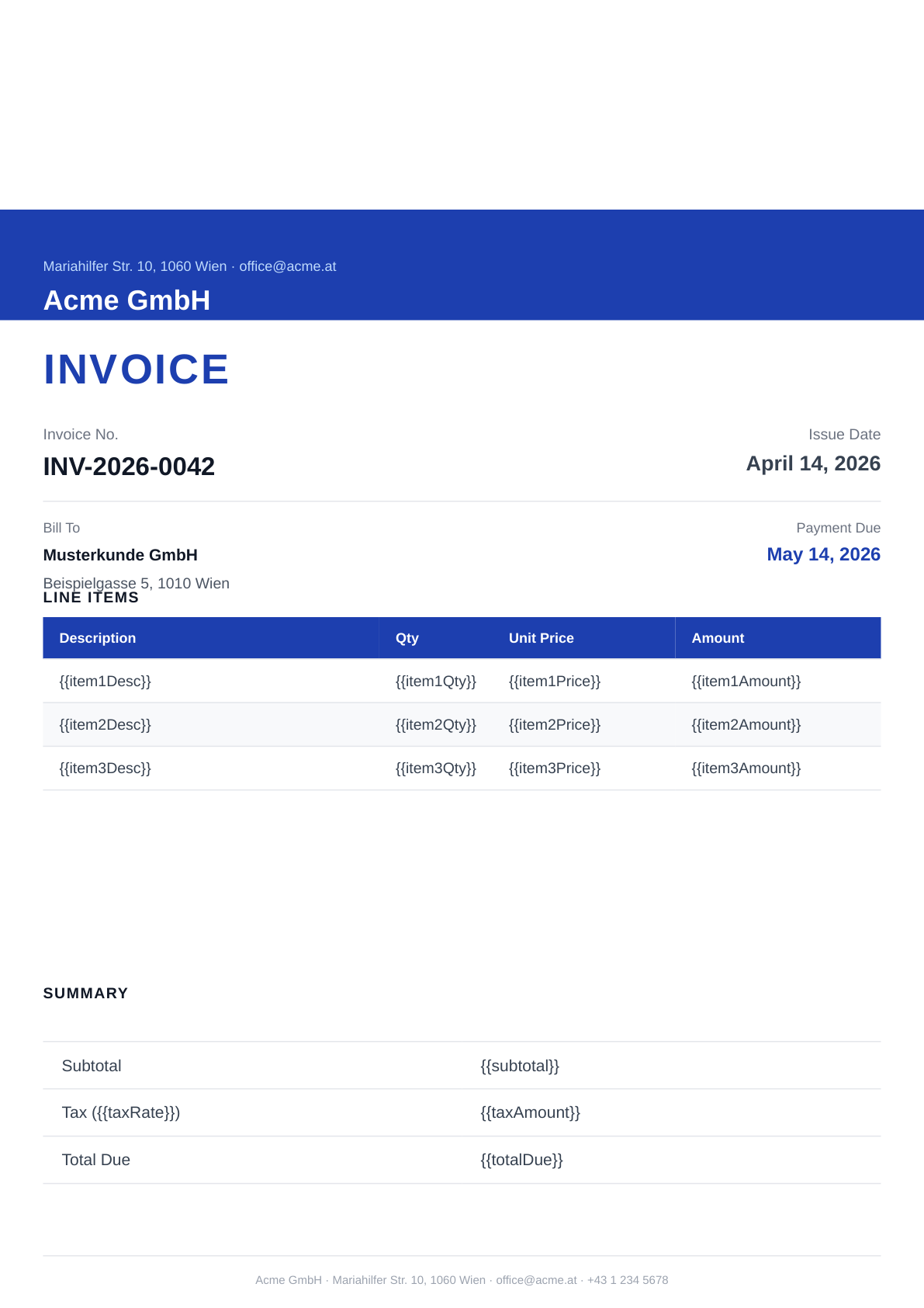 Invoice – Clean Professional template preview